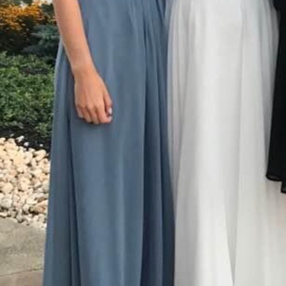Bill Levkoff Dusty Blue Bridesmaid Dress Size 6 - Picture 4 of 6